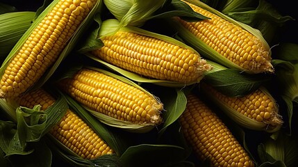 Canvas Print - Close up of fresh corn seamless background with AI generative