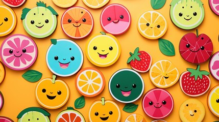 Sticker -  a bunch of fruit that are on top of a table.  generative ai