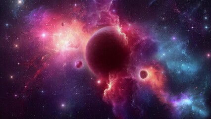 Planets of the Deep Space Nebula - Loop Abstract Fantasy Landscape Background Wallpaper