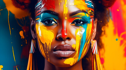 Wall Mural - African woman with makeup. generative AI