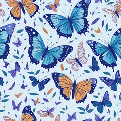 Wall Mural - beautiful colorful butterflies pattern, generative ai