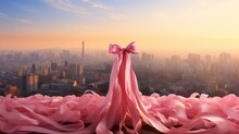 Pink Ribbons Of Breast Cancer Background A City Mexico Latin Merica