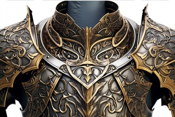 Wall Mural - knight armor closeup isolated on white background.