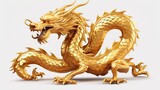 Fototapeta  - Chinese golden dragon isolated on white. Golden traditional chinese dragon isolated on white