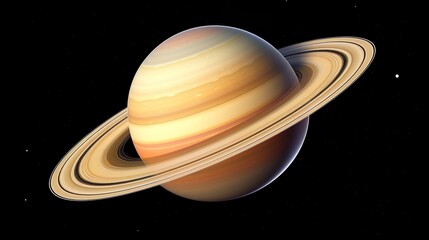 Canvas Print - saturn planets in deep space with rings and moons surrounded. isolated on black background