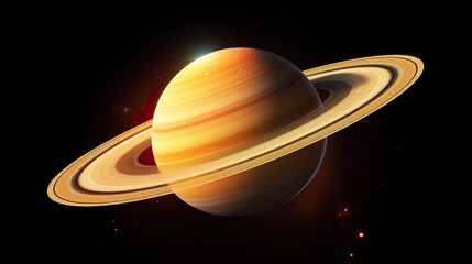 Canvas Print - saturn planets in deep space with rings and moons surrounded. isolated on black background