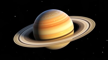 Wall Mural - saturn planets in deep space with rings and moons surrounded. isolated on black background