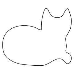 Wall Mural - Silhouette of laying domestic cat, vector outline for coloring book