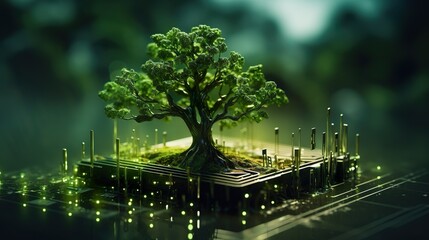 Wall Mural - environmental technology concept. sustainable digital development goals. sdgs.