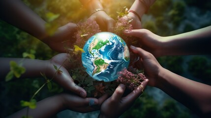 Wall Mural - environmental technology concept. sustainable digital development goals. sdgs.