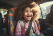 The excitement of a child in their car seat, eager to go back to school and reunite with their new friends, back to school concept