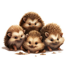 Cartoon Clipart Of Cute Baby Hedgehogs Curling Up For A Nap