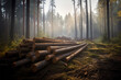 Lumber in the forest created with Generative AI technology