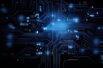Technological circuit board . Abstract dark background concept