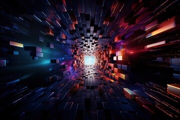 Wall Mural - Mindscape with geometrical cubes in surreal eye catching background