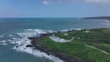 Fugui Cape Lighthouse From Above, Taiwan, Aerial View