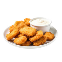 Gluten Free Chicken Nuggets With White Sauce Om Transparent Paper.