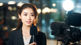 Fototapeta  - 取材現場の女性記者