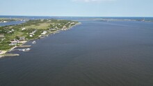 Drone Footage Of Oak Beach Looking East Towards Captree Bridge And Robert Moses State Park