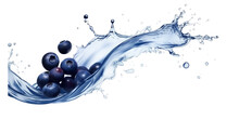Blueberries In Water Splash Isolated Png.