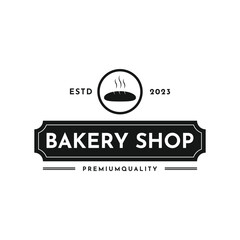 Wall Mural - Vintage Retro Bakery shop wheat bread Logo Design