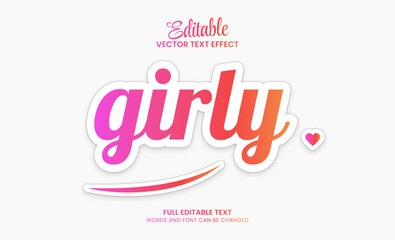 Wall Mural - editable text effect girly 3d text template premium vector