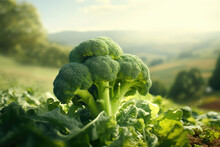 Ripe Broccoli In The Field