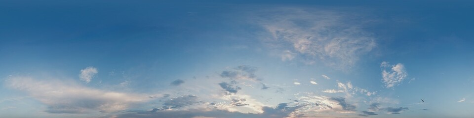 Wall Mural - 360 panorama, vibrant sunset sky, cirrus clouds, perfect for immersive game design and sky replaceme