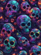 Retro Skulls Background Wallpaper