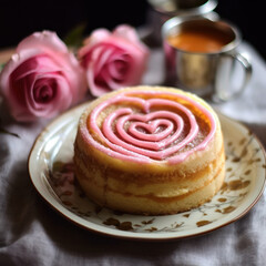 Wall Mural - A cake with rose on top of it in
