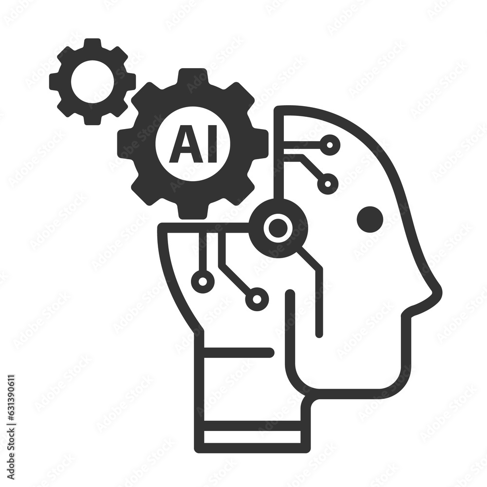 Vector illustration of ai technology robots icon in dark color and ...