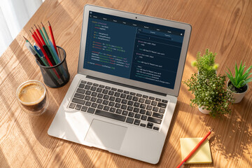 software development programming on computer screen for modish application and program coding