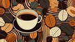 International coffee day background generates coffee and coffee shop cartoon illustrations.AI generated.  