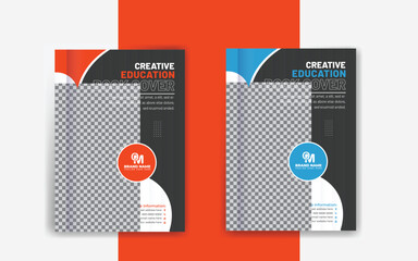 Education book cover design template in a4 annual report,  School, collage, with vector