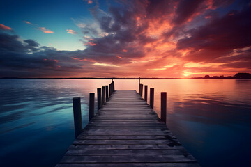 Wall Mural - sunset at the pier