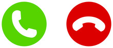 Call Answer And Rejection Icon. Symbol Of Accept And Decline Phone Button. 
