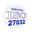 © maurice norbert - An illustration of ISO 27032 certification, like a stamp, in perspective. White background.