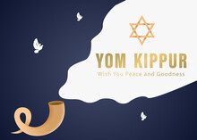 Yom Kippur Template Vector Illustration. Jewish Holiday Decorative Design Suitable For Greeting Card, Poster, Banner, Flyer. Israel Holiday For Judaism Religion, Day Of Atonement