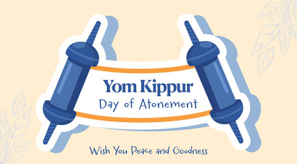 Canvas Print - Yom Kippur Template Vector Illustration. Jewish Holiday Decorative Design Suitable for Greeting Card, Poster, Banner, Flyer. Israel Holiday for Judaism religion, day of atonement