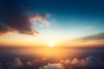 Wall Mural - international day for the preservation of the ozone layer concept: beautiful sunset sky above clouds