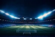 © LivroomStudio - Stadium in lights at night. shiny lights, view from field. generative ai