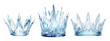 Crystal or ice crowns isolated, set crystal crowns on a transparent background, collection, png