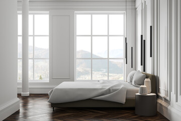 Sticker - Classic white bedroom interior with columns and windows