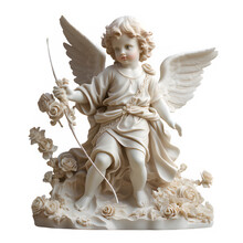 Cupid Statue Cutout Isolated On Transparent Background ,generative Ai