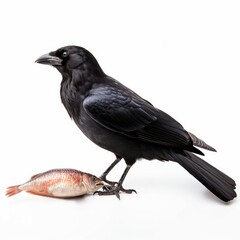 Wall Mural - Fish crow bird isolated on white. Generative AI