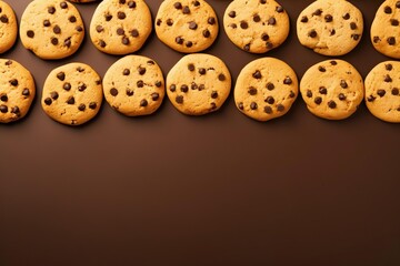 Wall Mural - chocolate chip cookies background with Copy space