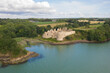 Le chateau du Guildo sur la commune de  Saint Jacut de la Mer en Bretagne, departement des Côtes d'Armor, vue aerienne