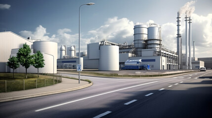 Green oil fuel factory industry for good environment ozone air low carbon footprint production concept.