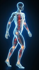 3d human man anatomy with articular pain
