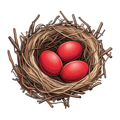 Bird nest with egg clipart, Illustration of a Bird Nest with Egg.